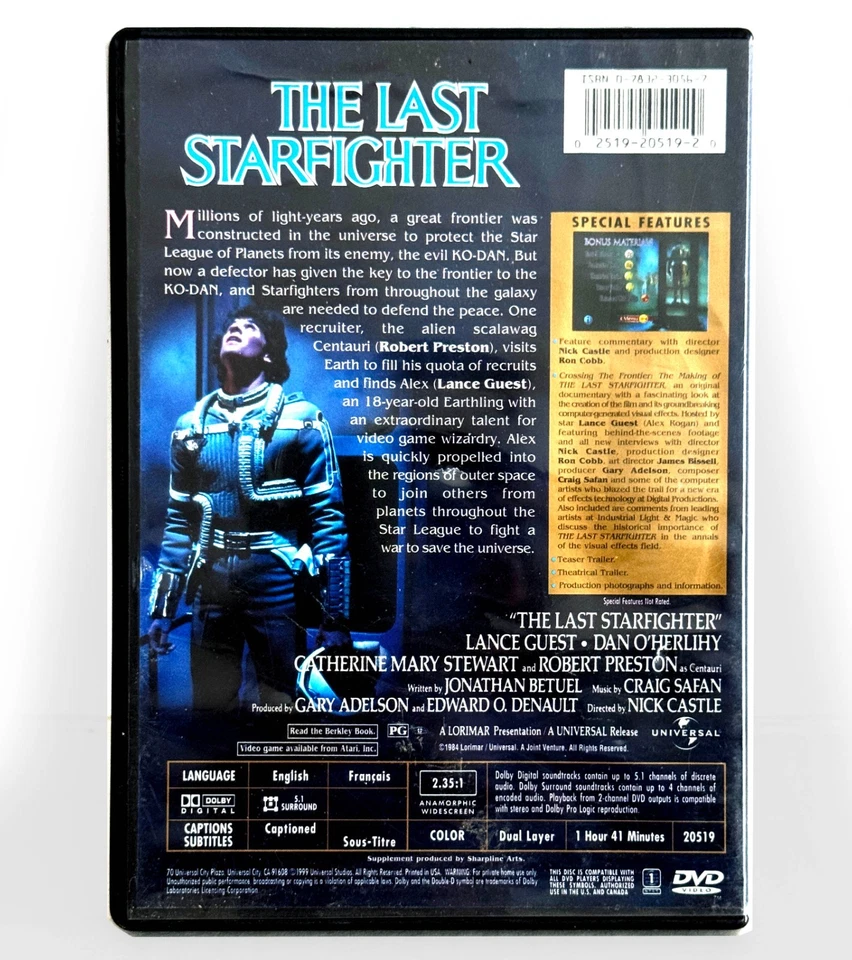 The Last Starfighter (DVD, 1984, Widescreen) Like New ! Lance Guest - Image 2 of 3