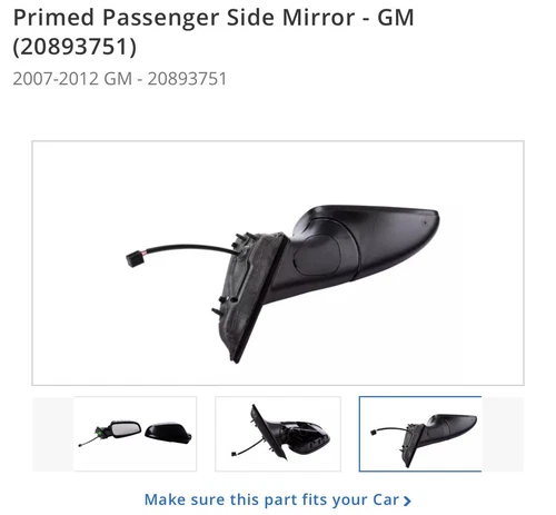NEW OEM Primed Passenger Side Mirror - GM (20893751) 2007-2012 Malibu Aura