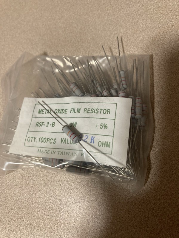 22k Metal Oxide film Resistors 100 Each In a Bag.  5% +or M.