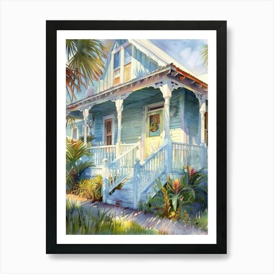 Blue Porch 1 Art Print Framed Wall Art Poster Canvas Print Picture
