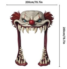Halloween Scary Clown Door Banner Porch Cover Haunted House Party Decoration