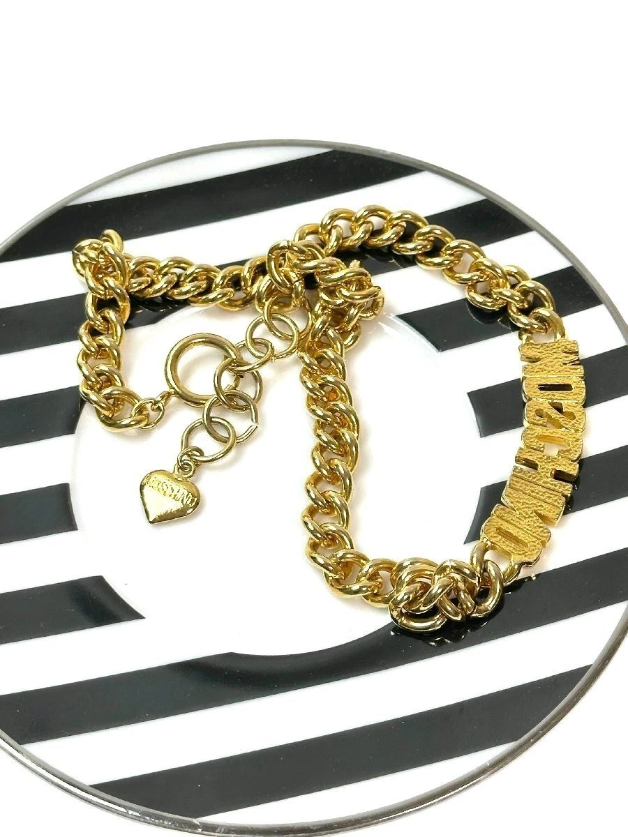 Collana logo Moschino catena oro girocollo donna lunghezza totale 44 cm regolabile JP