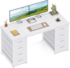 Computer Desk with Drawers, 120X48Cm Modern Office Desk with Storage, Small Stud