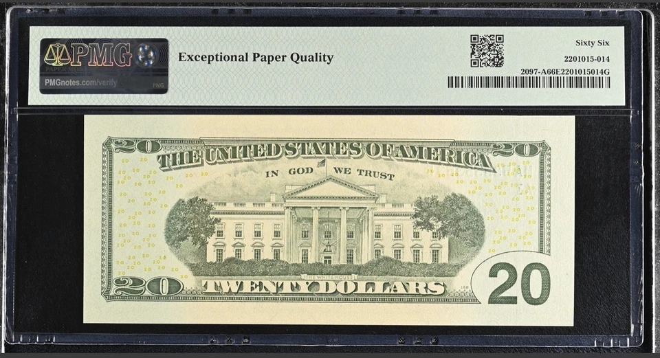 2013 $20 FRN PMG 66 EPQ Super Repeater Serial Number MA53535353B Fancy Graded - Image 2 of 3