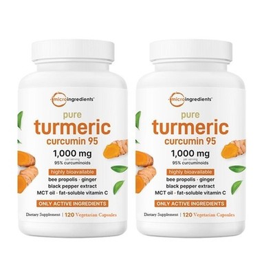 2 PACKS Pure Turmeric Curcumin Supplement 1,000mg | 95% Curcuminoids | 120Veggie