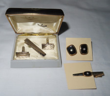2 Pair Vtg Anson Cufflinks and Tie Tac Set Go...