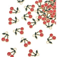 Pack of 80 Cherry Enamel Charms Gold Plated Colored Pendants Hawaii St