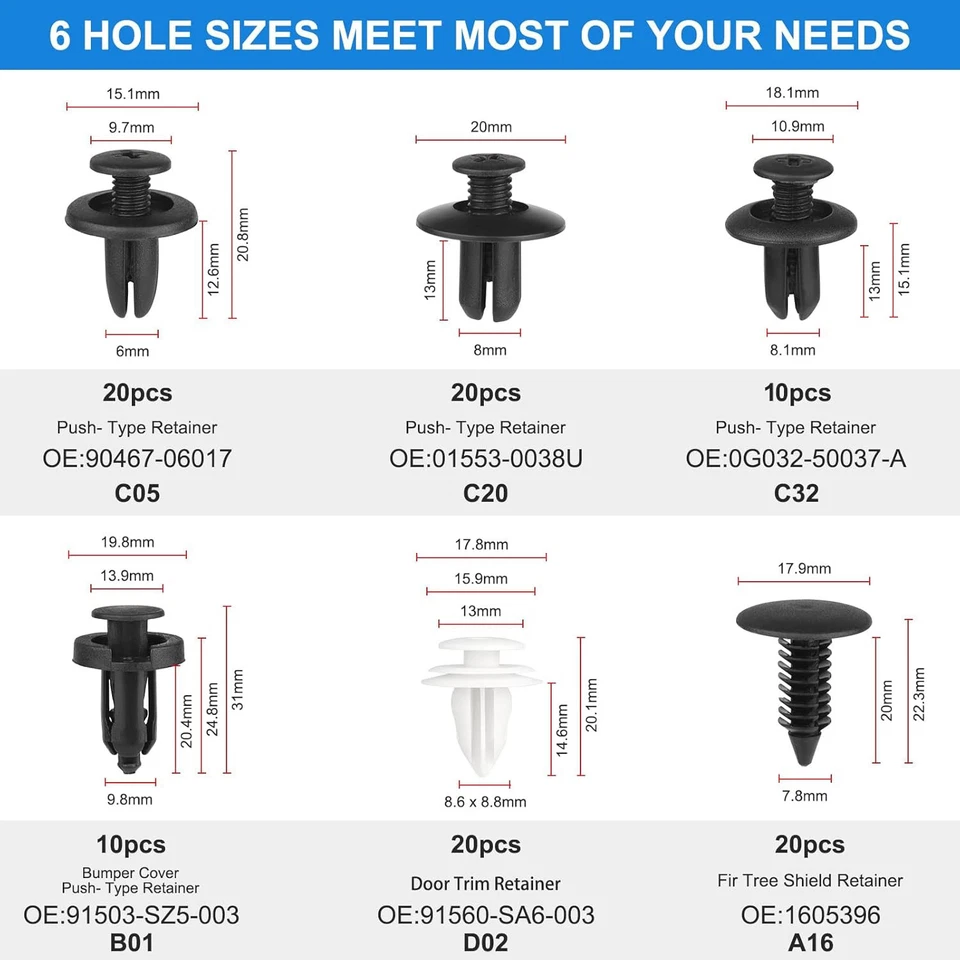 Kit de sujetador de fijación 100x para RAM Dodge parachoques guardabarros forro empuje clips de retención Foto 3 de 4
