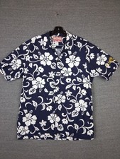 RJC Mens Shirt Large Blue Floral Tropical Hawaiian USA Made VTG Resort