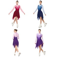 Women Bodysuit Stretchy Fabric Leotard Practice Dress Sparkle Dancewear Mesh