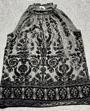 Max Studio Tank Top Womens Small Velvet Burnout Halter Boho Sheer Lined Blouse