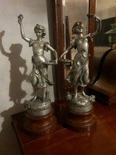 Pair Of Beautiful Vintage Spelter Figurines