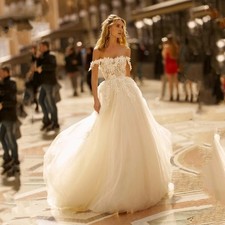 Sexy Off The Shoulder A-Line Lace Wedding Dresses Applique Bride Gown customized
