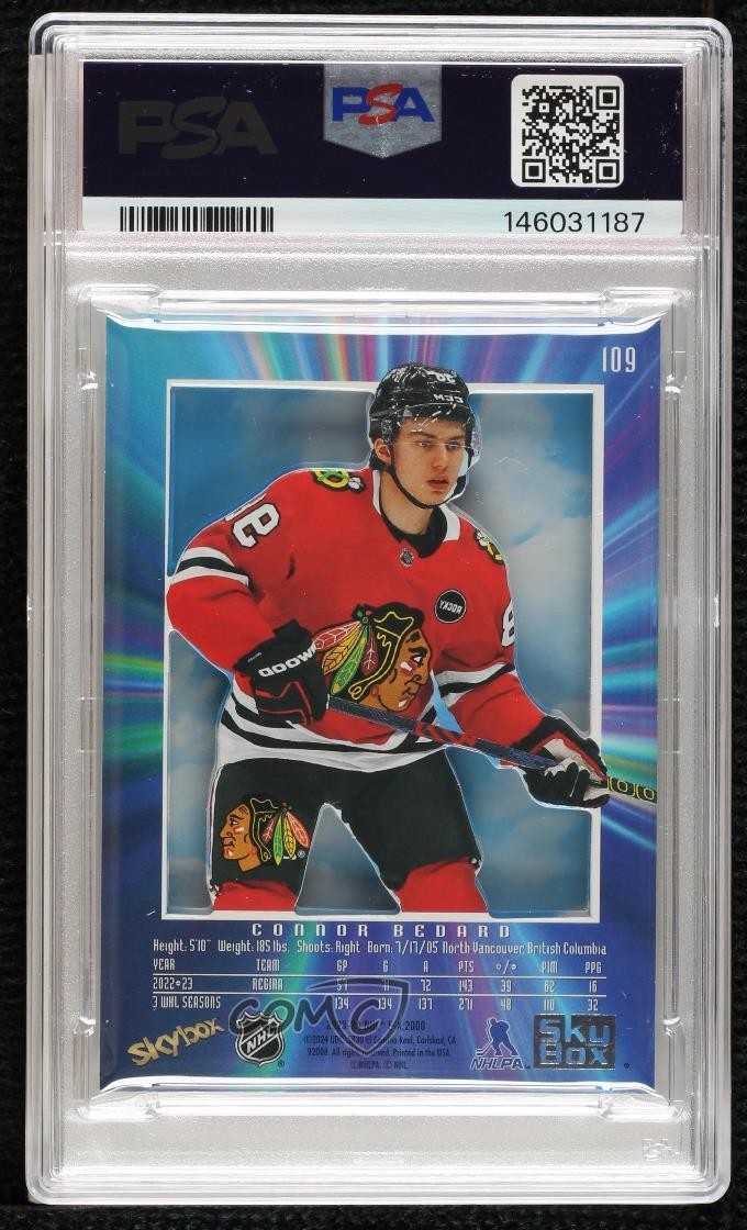2023-24 Skybox E-X 2000 Rookies Connor Bedard #109 PSA 9 MINT Rookie RC view 2