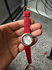 Timex Women's Quartz Analog Watch White Dial Roman Numerals Red Strap