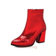 Women's Glitter Sequins Ankle Boots Performance High Heel Street Wear Shoes Lady