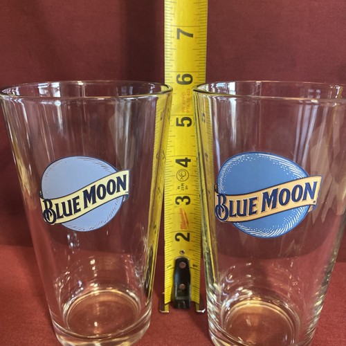 Blue Moon & Pale Moon Pint Beer Glass Set of 2 Different Branding Style & Marks - Picture 5 of 10