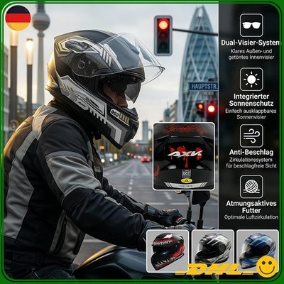 Rollerhelm Anti-Beschlag Motorcross Motorradhelm Helme Doppel Visier Abnehmbar