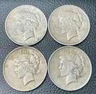 4 1922 Peace Dollars  90% Silver $1 Coins F-XF Condition Selling Under Melt
