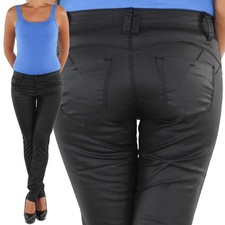 Damen Kunstlederhose Damenhose Röhrenhose Bikerhose Leder Look Hose Röhre 