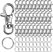 60PCS Metal Swivel Snap Hooks and Key Rings, 30PCS Small Lobster Claw Keychains