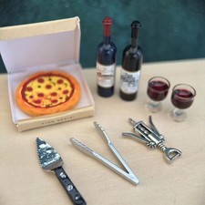 1Set 1:12 Scale Dollhouse Miniatures Accessories Food Drinks Pizza Wine Bottles