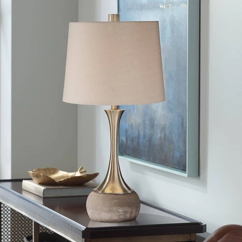 Modern Table Lamp 27 3/4" Tall Brushed Nickel Gray Shade for Living Room Bedroom - Picture 1 of 4
