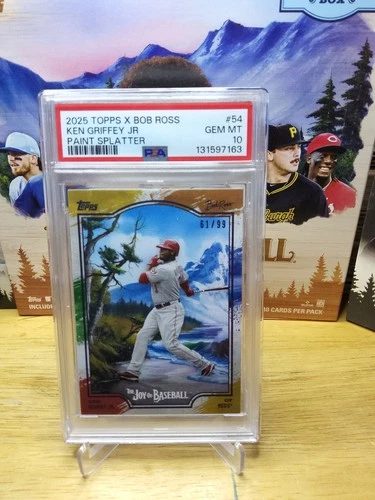2025 Topps Bob Ross Joy of Baseball KEN GRIFFEY JR Paint Splatter /99 PSA 10