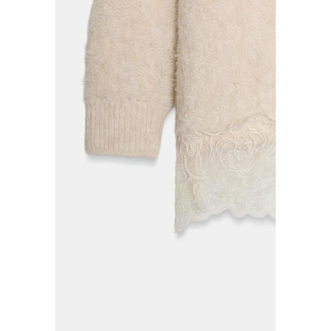 ZARA COMBINED KNIT JUMPER WITH LACE image 9