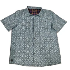 William Murray Men's Tie One On AOP Button Down Blue Golf Shirt XL