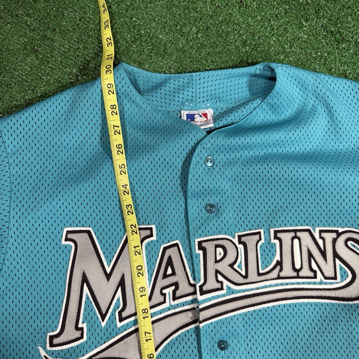 Vintage Florida Marlins Majestic Jersey Teal MLB USA Made Mesh 90s