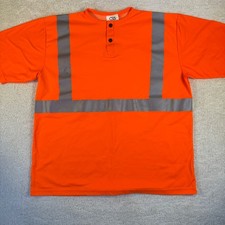 High Visibility Orange Safety Work Shirt Reflective Stripes Short Sleeve XXLarge
