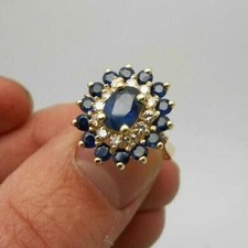 2CT Oval Cut Lab-Created Sapphire Engagement Women's Ring 14K Yellow Gold Plated