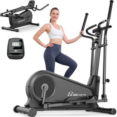 Ultra-Silent Elliptical Trainer for Home Gym - 550Lbs Capacity, 16 Resistance Le