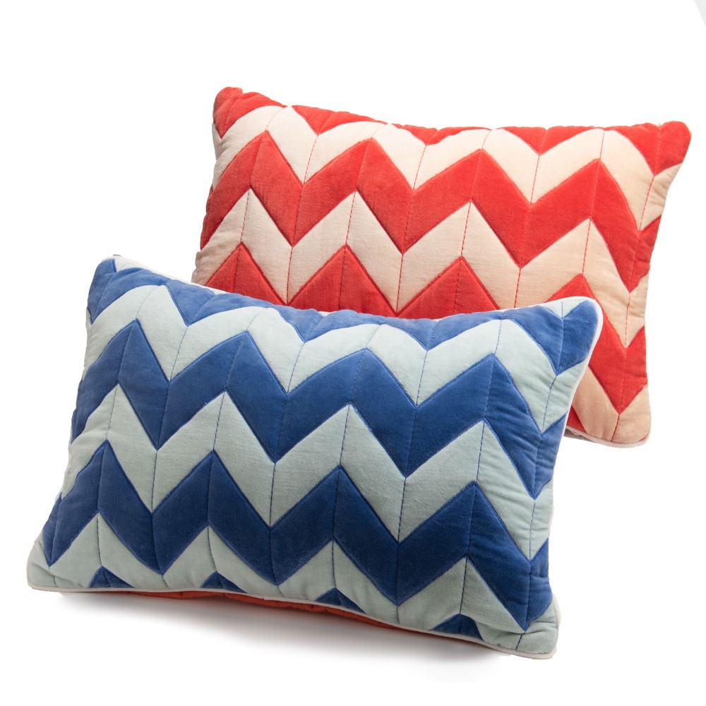 Coussin velours 40x60 cm Zig Zag pour soulager le dos sur le canapé