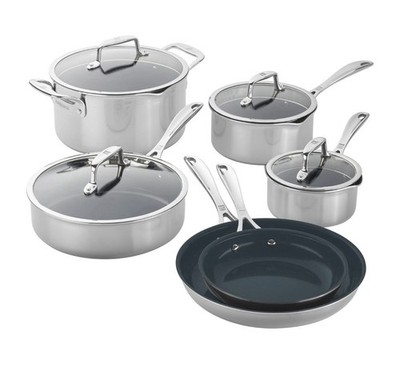 ZWILLING Clad CFX 10-pc Stainless Steel Ceramic Nonstick Cookware Set