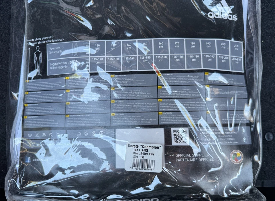 Adidas WKF Karate Kata Champion Uniforme Unisex K460E Talla 190 (NUEVO) Foto 2 de 4