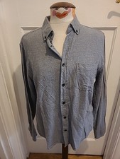 Mens Primark Size M Grey 100% Cotton Long Sleeved Shirt Supersoft