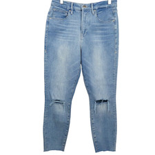Good American Jeans Womens 12 31 Blue Good Waist High Rise Distressed Cropped