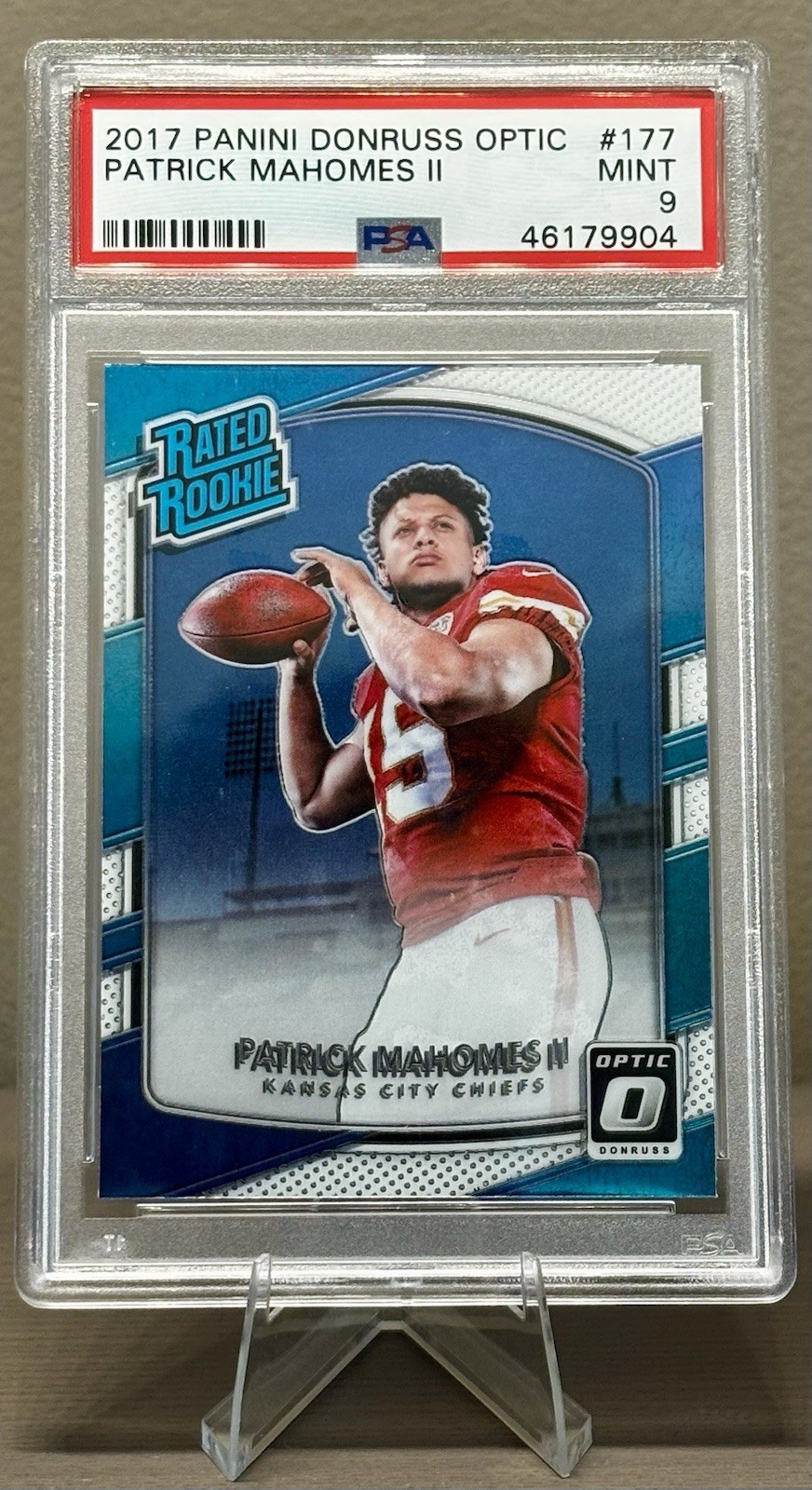 2017 Panini Donruss Optic Patrick Mahomes II RC Rated Rookie #177 Chiefs PSA 9