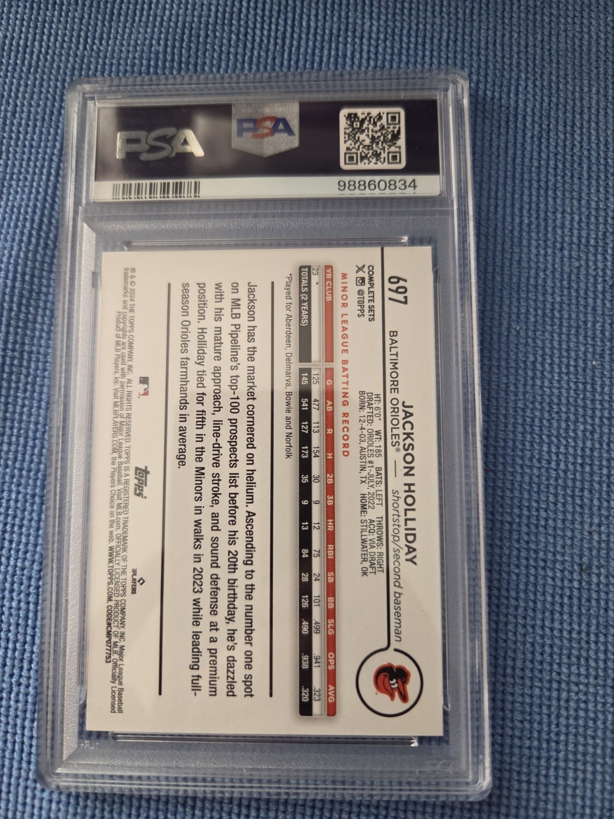 2024 Topps Complete Set Jackson Holliday RC #697 PSA 10 RARE POP26! Great Slab! view 4