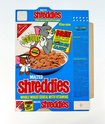 Vintage 1976 Nabisco Shreddies Cereal Box Tom & Jerry Cartoon Playing Cards