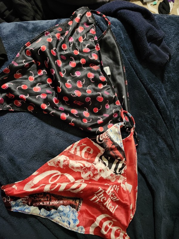 Women’s XL 2-Piece Bikini Set Cherry Print Black/Red/White Stretch Poly