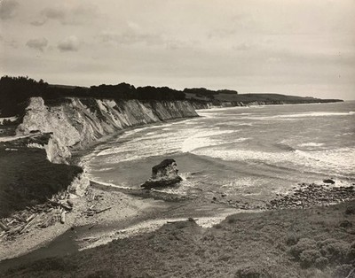 Pacific Coast Low Tide, Sea Ranch, California B+W Found Photo VB791