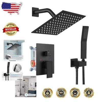 #ad Complete Rainfall Shower Combo 8quot; Matte Black Pressure Balance $311.09