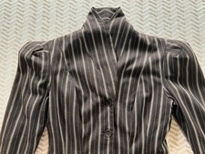 Vintage Norma Kamali Brown Cotton/Linen Tweed Blazer Pinstripe 6 Small