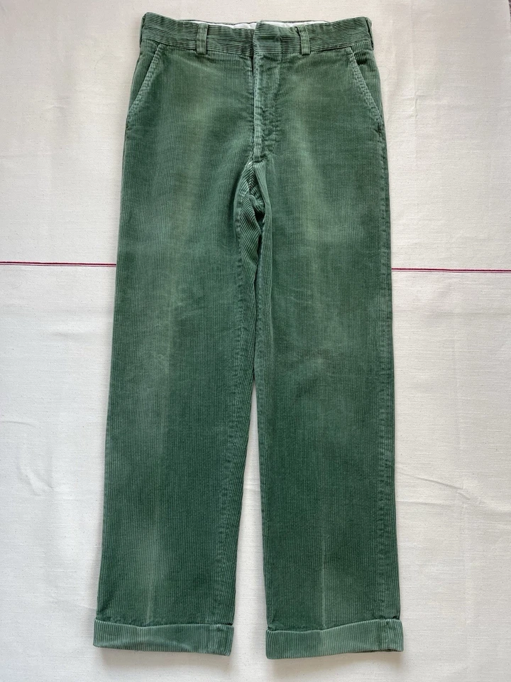 Pantalones Rockabilly Vestido Vintage Años 60 LL Bean Script Etiqueta Verde Pana Algodón Foto 2 de 4