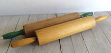 Vtg Lot 2 Maple & Green Handle Rolling Pins 1930's / 40's