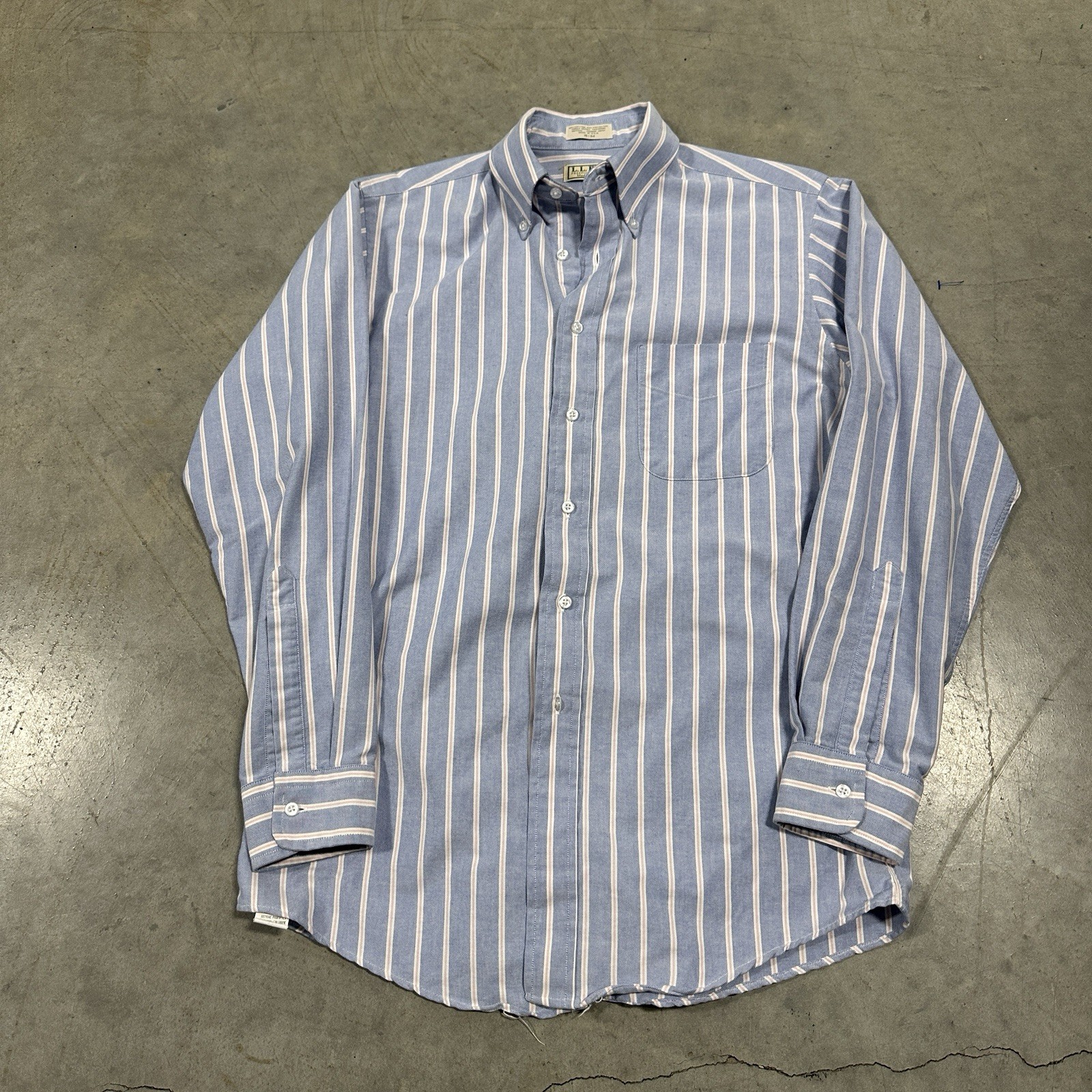 1990s Made in USA White Purple Pink L.L. Bean Striped Button Up Size Medium