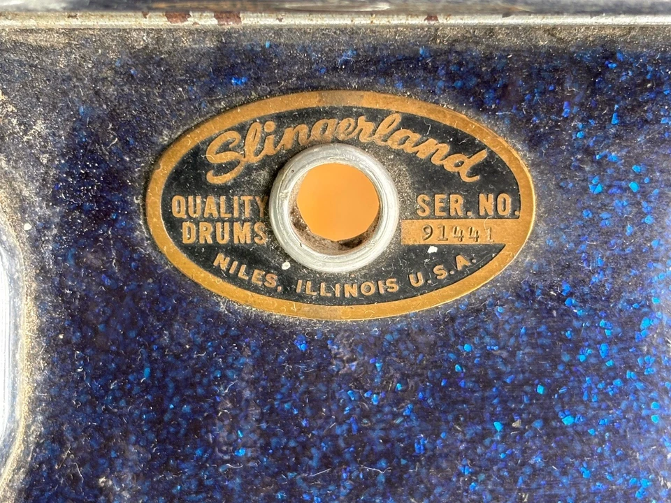 Piezas de bombo Slingerland años 60 14x20 azul brillante perla montaje Ludwig Foto 2 de 4